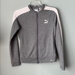 Puma Gray and White Athletic Zip Up Jacket